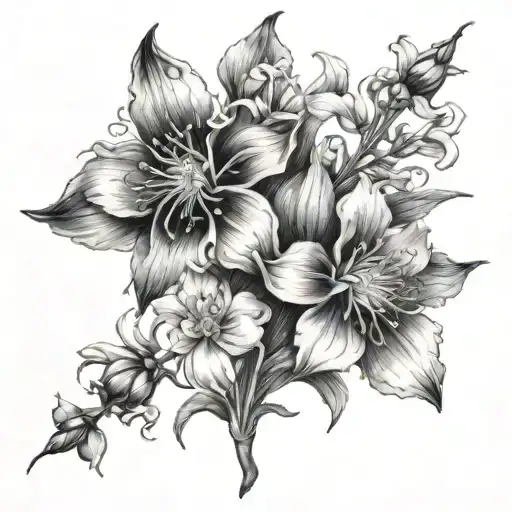 larkspur and cosmos tattoo design idea