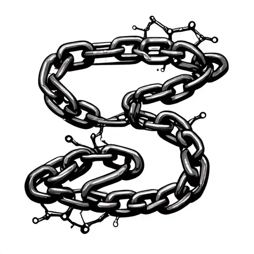 Fractured Chain & Neural Pathway – A broken chain evolving into a neural network, symbolizing freedom from limiting beli tattoo design idea