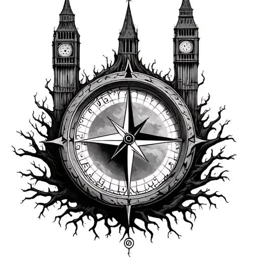 Anker compass tree with roots Big Ben 5:10/2010 tattoo design idea