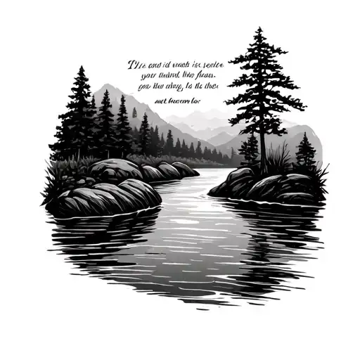 simple river with Bible verse tattoo design idea