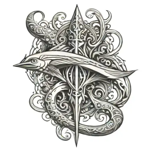 atlantis scuba diving trident intertwined tattoo design idea