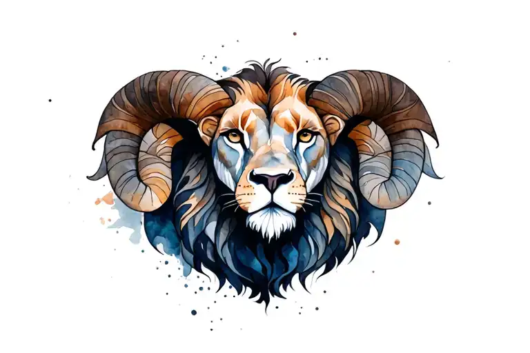 Aries ram and leo lion tattoo design idea