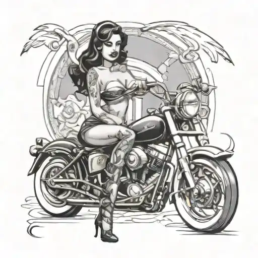 saint/sinner hot rod pinup girl tattoo design idea