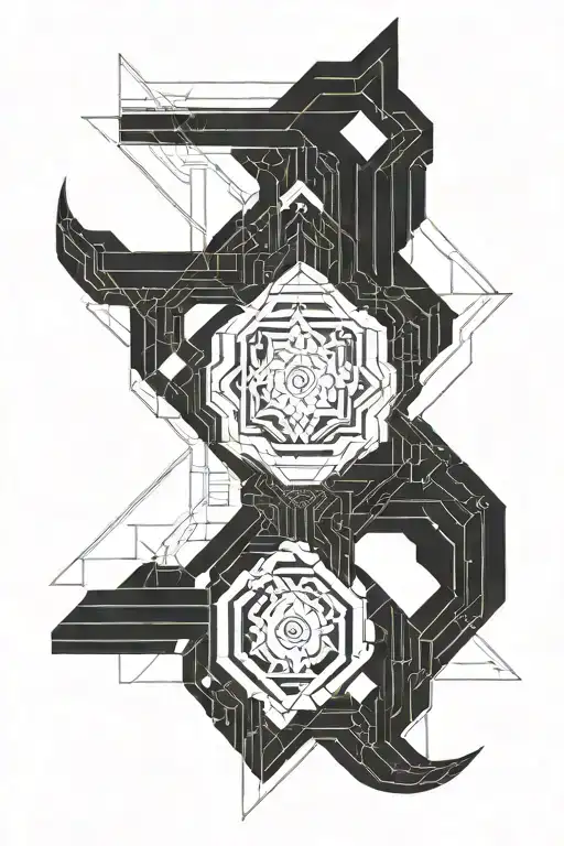 future Persia minimalistic futuristic design mainly lines and geometric shapes  tattoo design idea