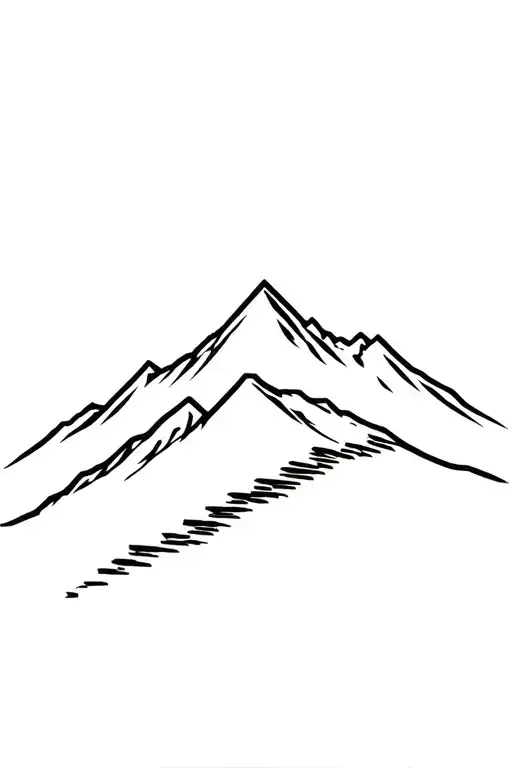Mountain with trace of slope ski tattoo design idea
