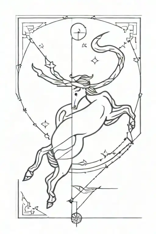 Sagittarius zodiac sign with small Taurus zodiac sign tattoo design idea