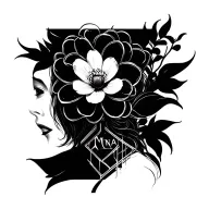 A mysterious and cryptic design with the name Mina and the use of Mina flower without using English lettersFor a tattoo tattoo design idea