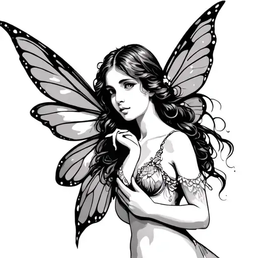 fairy holding tattoo design idea