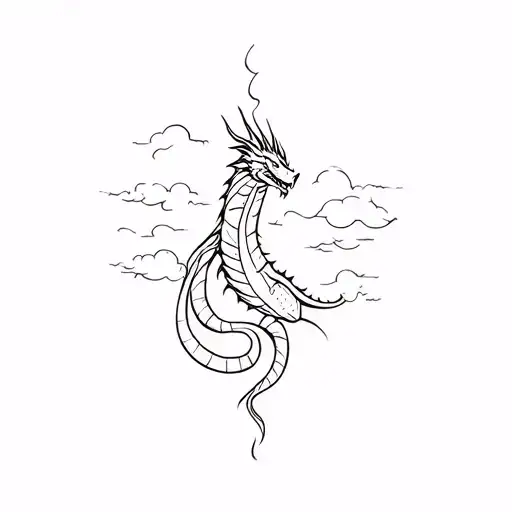 knight, dragon and storm clouds tattoo design idea