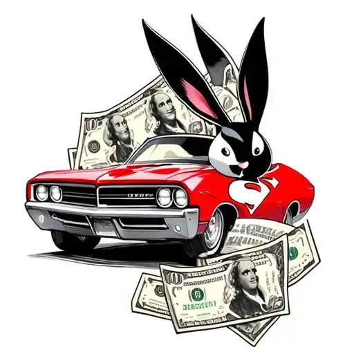 Betty boo, Superman, red Pontiac, money, playboy bunny logo tattoo design idea