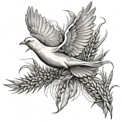 dove flying in cornfield  tattoo design idea