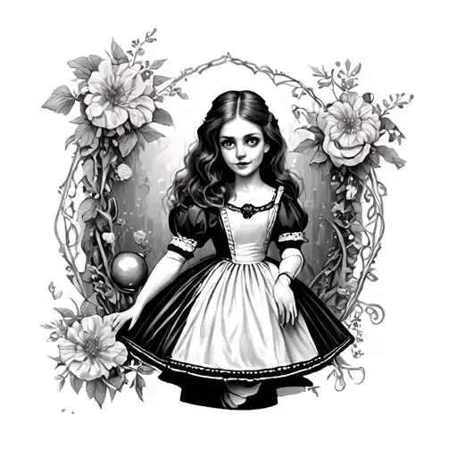 Dark Alice In Wonderland tattoo design idea