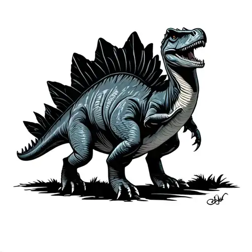 cartoon spinosaurus and carnataurus  tattoo design idea