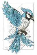 blue jay bird flying tattoo design idea