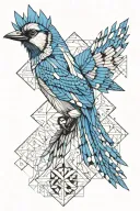 blue jay bird flying tattoo design idea
