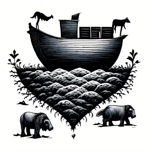minimalist noah's ark in heart shape tattoo design idea