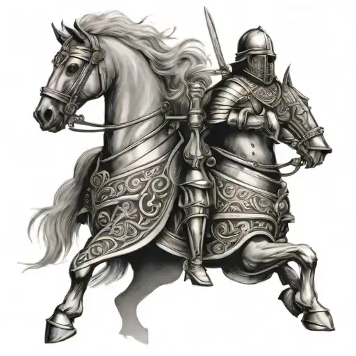 Maltese knights standing side view tattoo design idea