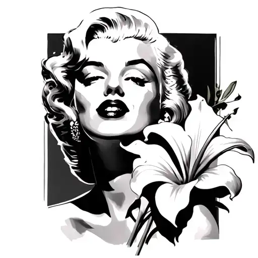 Marilyn Monroe with peace lily tattoo design idea