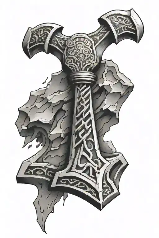 mjolnir hammer tattoo design idea