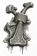 mjolnir hammer tattoo design idea