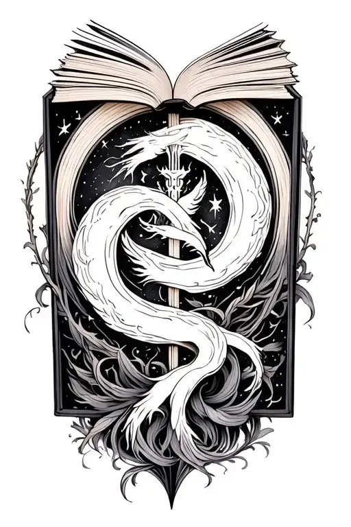 book with picese zodiac sign intertwined tattoo design idea