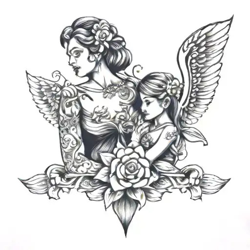 mother and daughter tattoo tattoo design idea