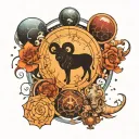solor system with aries,cancer,leo,sagittarius,capricorn,aquarius constellations tattoo design idea