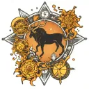 solor system with aries,cancer,leo,sagittarius,capricorn,aquarius constellations tattoo design idea
