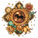 solor system with aries,cancer,leo,sagittarius,capricorn,aquarius constellations tattoo design idea