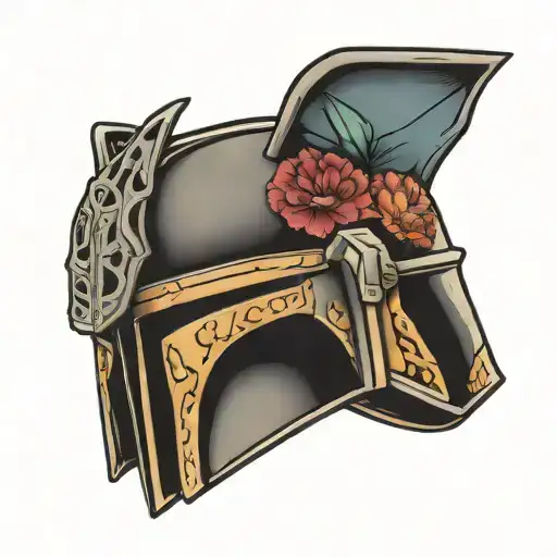 Mandalorian helmet tattoo design idea