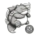 Snorlax sleeping tattoo design idea