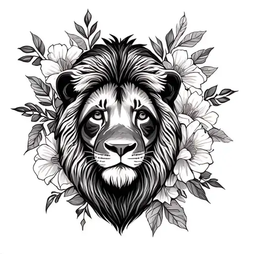 Zebra sloth lion floral leg tattoo tattoo design idea