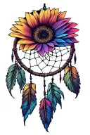 dreamcatcher sunflower blooming tattoo design idea