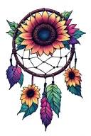 dreamcatcher sunflower blooming tattoo design idea