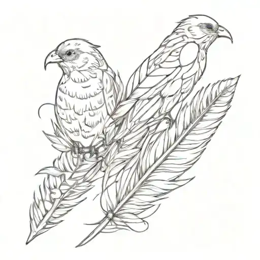 Three Bird Feathers linked tattoo design idea