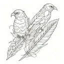 Three Bird Feathers linked tattoo design idea