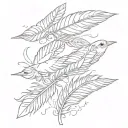 Three Bird Feathers linked tattoo design idea