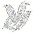 Three Bird Feathers linked tattoo design idea