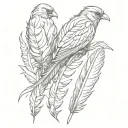 Three Bird Feathers linked tattoo design idea