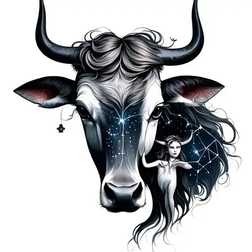 mom/son Taurus constellation made tattoo design idea