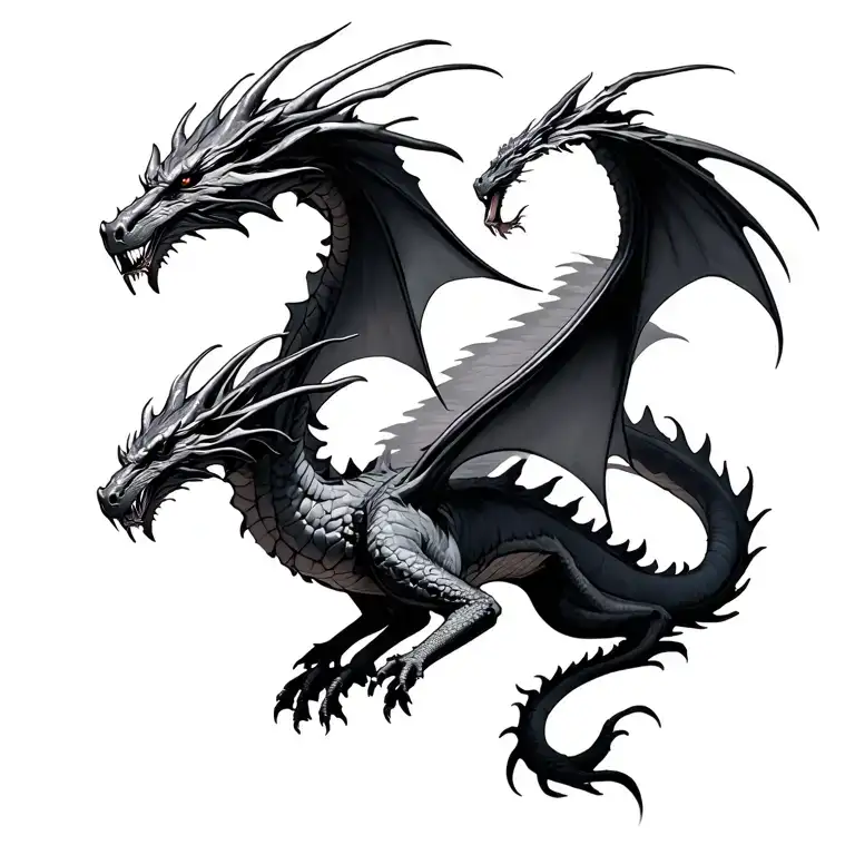 fourth wing dragons flying tattoo design idea