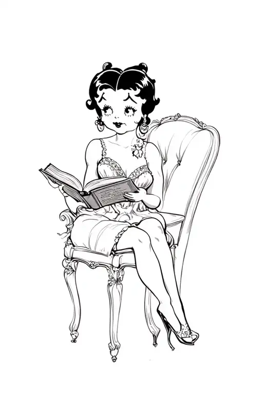 betty boop reading book tattoo design idea