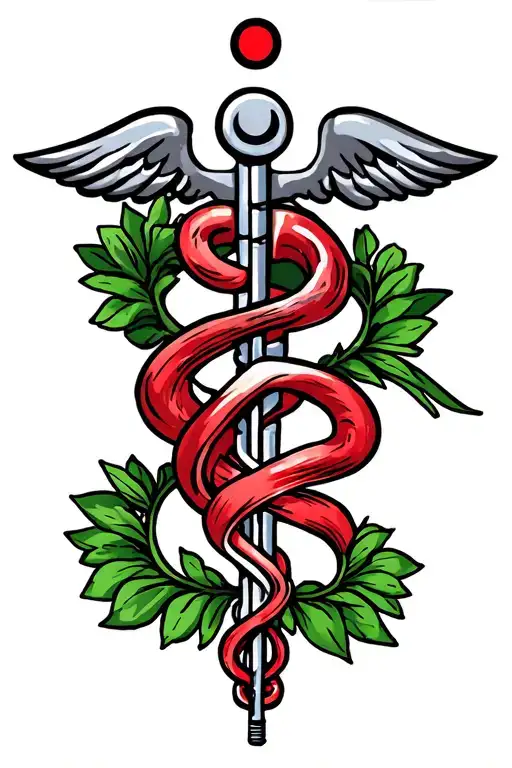 rod of asclepius medical staff with note j tattoo design idea