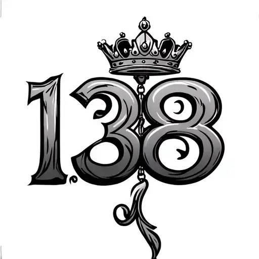 12:38 number with crown hanging upside tattoo design idea