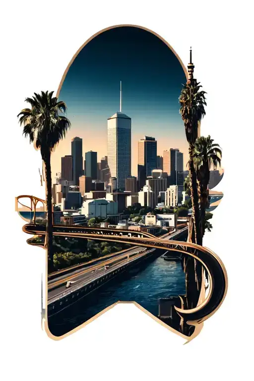 Los Angeles skyline tattoo design idea