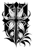 spiderlily behind cross tattoo tattoo design idea