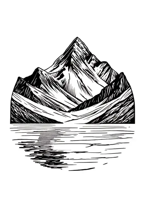Cordillera Huayhuash with lagoon tattoo design idea