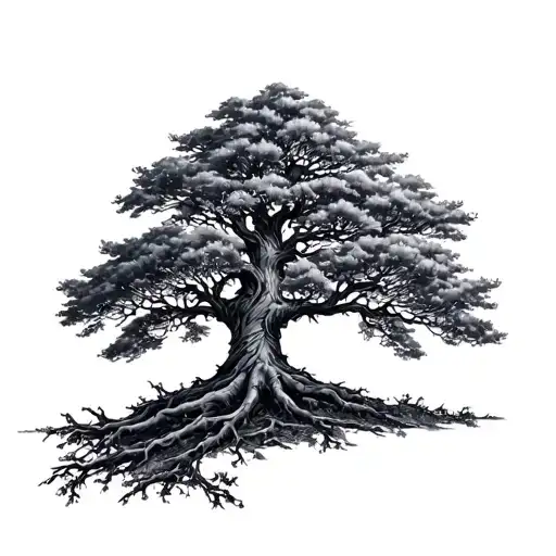 Poision Tree half normal tree growing tattoo design idea