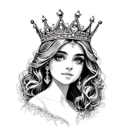 jelitza with a princess crown on the J tattoo design idea