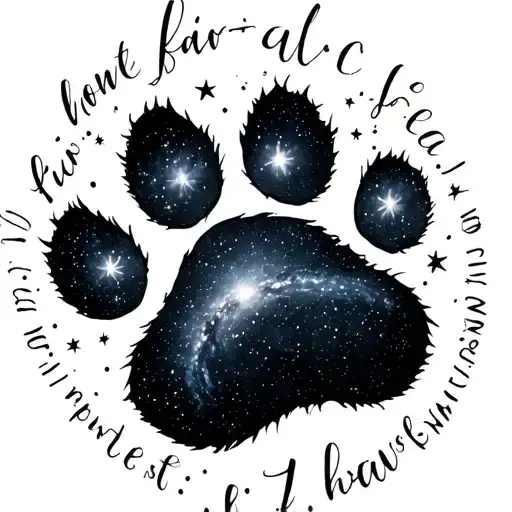 infinity, galaxy, names written, paw from a cat tattoo design idea